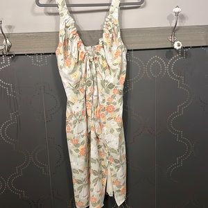 Floral tank dress with slit.